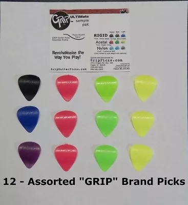 GRIP Brand GUITAR PICK GRIPS Guitar Pick With A Grip 12 PICKS CURVED PICK • $6.45