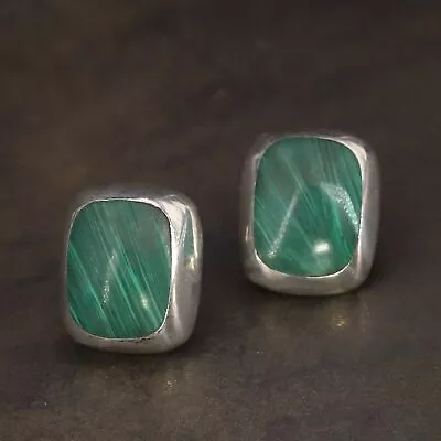 VTG Sterling Silver - MEXICO TAXCO Malachite Post Earrings - 16g • $2.99