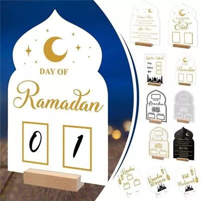Ramadan Countdown Calendar 2024 Eid Mubarak Table DecCZation Acrylic Home Decor • $13.86