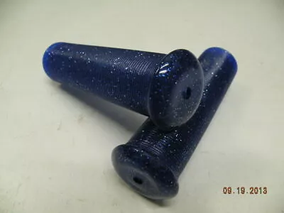 New Custom Blue Handlebar Grip Set Metal Flake 7/8  Classic Cafe Bobber Chopper • $14.97