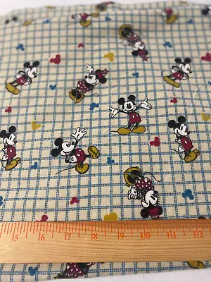 Vintage Mickey & Minnie  Mouse Cotton Flannel Fabric(2012) 1 Yard 15 X 41  • $12.99