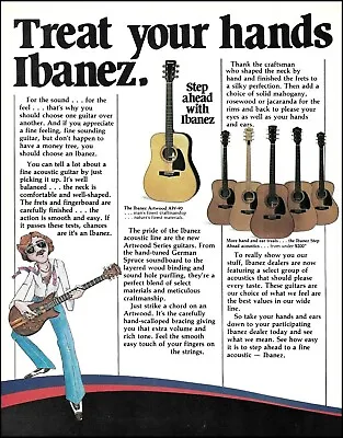 Ibanez Artwood Series AW-90 Acoustic Guitar 1980 Advertisement 8 X 11 Ad Print • $4