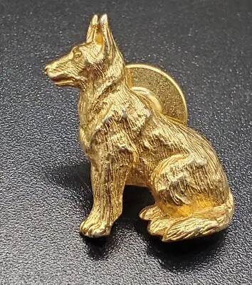Vintage Avon German Shepherd Dog Lapel Scarf Pin Brooch Gold Tone Tie Tack -  1  • $9.99