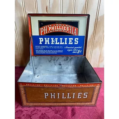 Vintage Bayuk Perfecto Metal Tin Cigar Box Philadelphia Phillies 5 Cents Display • $15