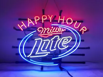 Miller Lite Neon Beer Sign Home Bar Store Pub Decor Vintage Neon Bar Signs 19x15 • $141