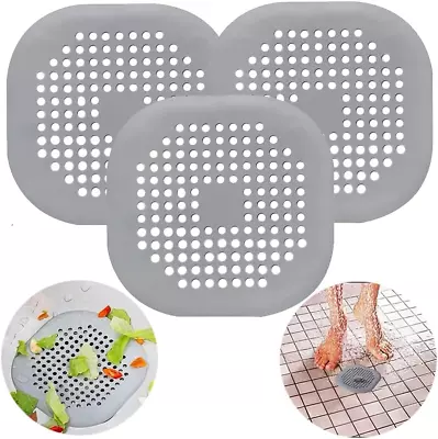 3 Pack Drain Cover Hair Catcher Pad Silicone Tube Trap Shower With Sucker For B • £14.06