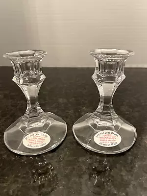 *Vintage*24% Full Lead Crystal Candlesticks* Set Of TWO* • $18