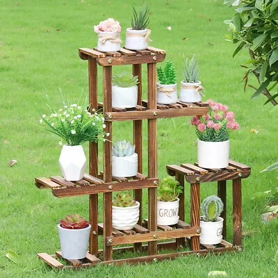 £16.93 • Buy 4/6 Tier Flower Plant Wooden Stand Pot Shelf Display Tabletop Ladder Garden Rack