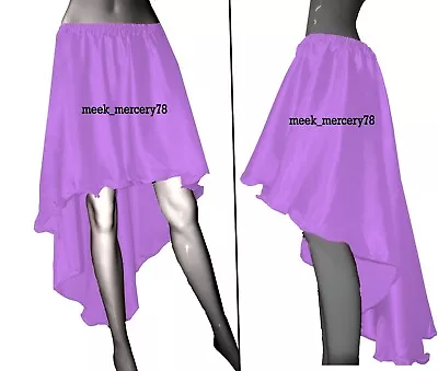 Satin Women's Asymmetrical Skirt Medium Purple Steampunk Skirt High Low Skirt S6 • $21.38