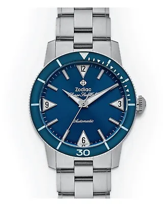 Zodiac Super Sea Wolf Skin Diver Automatic Stainless Steel Watch $1495 Retail • $899