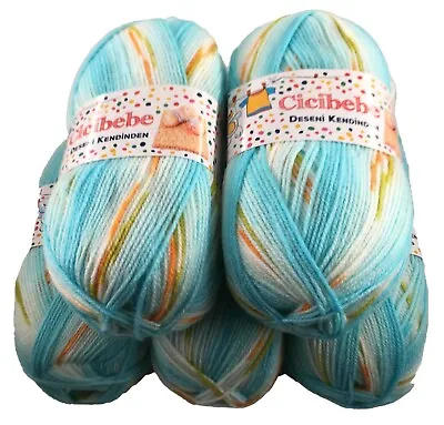 Rainbow Baby Wool Pack 5 X 100g Self Patterning Yarn Wool Crochet DK 07 • £14.99
