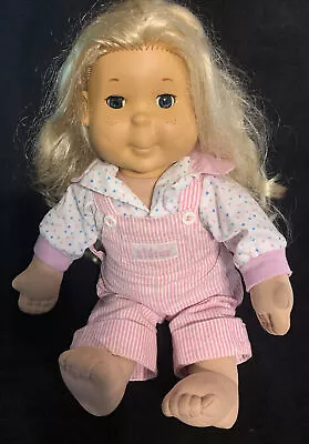 Vintage 1986 Playskool Hasbro KID SISTER Doll Blonde Blue Eyes Overalls NO Shoes • $29.99