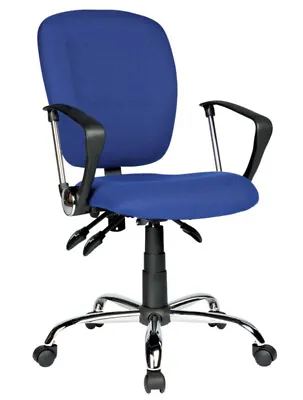 Atlas Blue 3 Lever Fabric Computer Office Value Operator Task Chair Graded 95% • £69.95