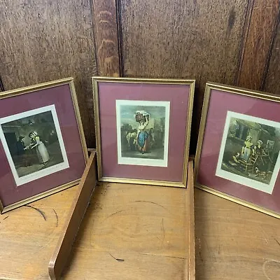£14.80 • Buy 3 Vintage Framed Cries Of London F Wheatley Prints - Measuring 32x27cm Each
