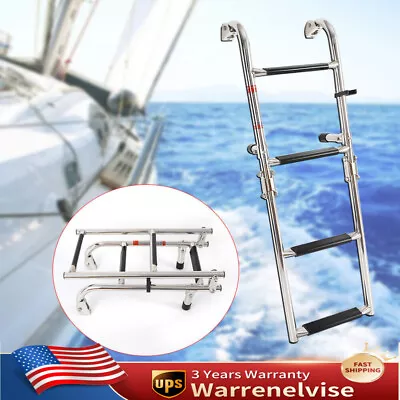 Boat Ladder 4 Steps Extension Folding Pontoon Ladder Stainless Steel • $52.64