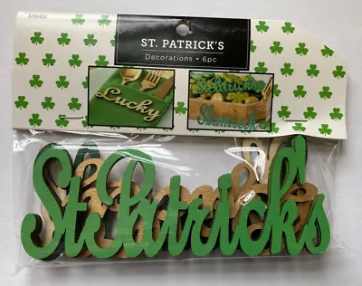 6 Pieces Wooden St. Patrick's Day Words Lucky Shamrock DIY Craft Wreath • $7.99