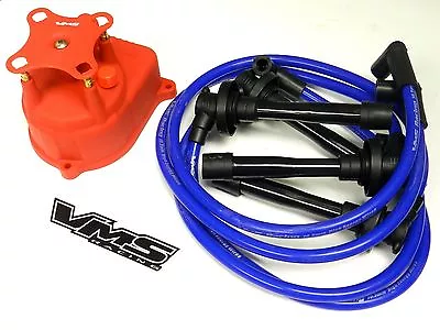 Distributor Cap & Spark Plug Wire Kit For 92-95 Honda Civic D16 Eg Blue • $79.95