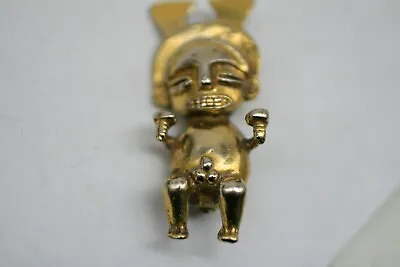 $19.99 • Buy Vintage Alva Studios Reproduction Aztec Mayan Inca Brass Color Pin Brooch A37