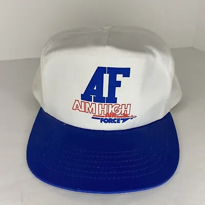 VINTAGE Air Force Aim High Trucker Hat 90s White AF Logo Snap Back Cap • $8.79