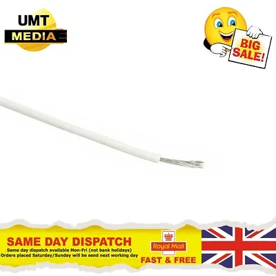 £16.75 • Buy 20 Metres White 2.0mm² 25Amp 14AWG Automotive Hookup Wire Auto Cable