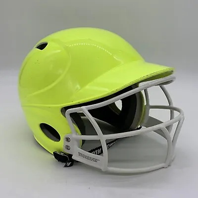 WORTH Used Batting Helmet With Face Mask LPBHT1 6 1/2 - 7 1/2 Yellow Green • $25