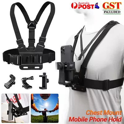 1-2x Mobile Phone Chest Mount Harness Strap Holder For IPhone Samsung Gopro 11 • $15.67