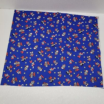 Vintage 1980s SUPER MARIO BROS Nintendo Blue Cotton Fabric • $41.39