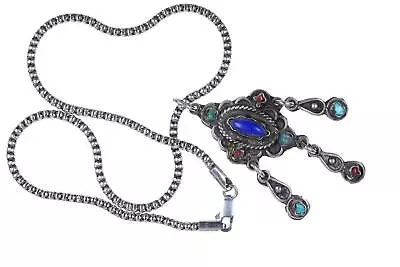 1970's Matilde Poulat Style Mexican Silver Pendant And Necklace • $135