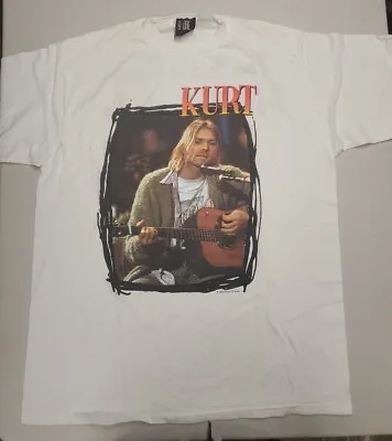 Vintage 1995 Kurt Cobain Memorial T-Shirt Nirvana Unplugged Giant Tag Large • $399.99