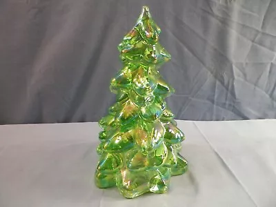 Mosser Apple Green Carnival Glass Large Christmas Pine Tree 8  Tall • $36.69