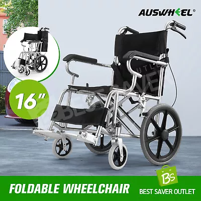 16” Foldable Wheelchair Mobility Disability Aid Lightweight Auswheel Portable • $179.97