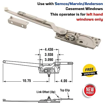 Dual Arm Left-Hand Operator Replacement Semco/Marvin/Anderson Casement Windows • $94.48