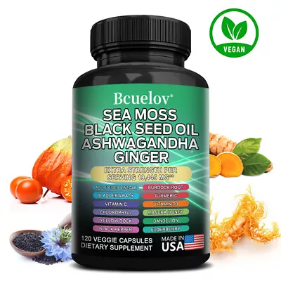 16 IN 1 Supplement Sea Moss Black Seed Oil Ashwagandha Ginger 19445mg • $10.62