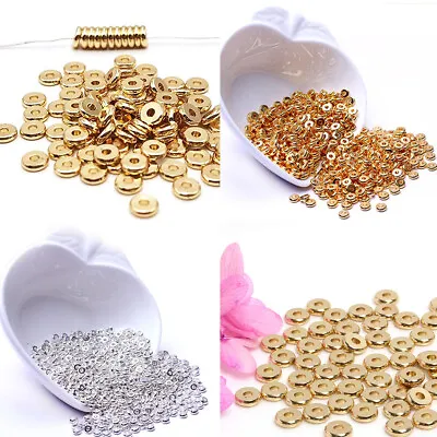 US 100-200Pc Heishi Beads 6mm Long-Lasting Disc Brass Rondelle Spacer Beads Pale • $11.29