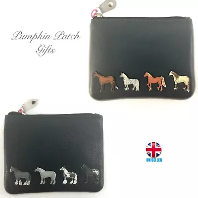 Black Or Grey Leather Coin Purse MALA LEATHER Best Friends Horses 4224 65 RFID • £15.99