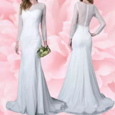 EVA USA 3x Plus White Beaded Long Sleeve Lace Mermaid Maxi Wedding Dress NWT R2 • $250.75