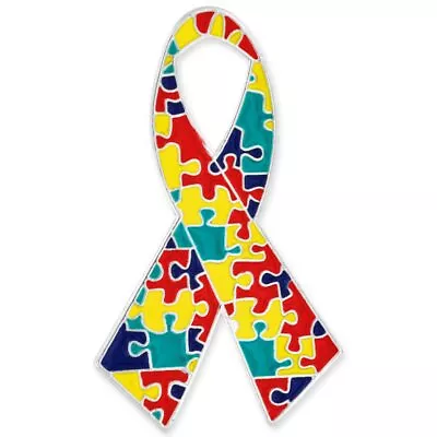 PinMart Autism Awareness Puzzle Pieces Ribbon Pin – Nickel Plated Enamel Lape... • $14.68