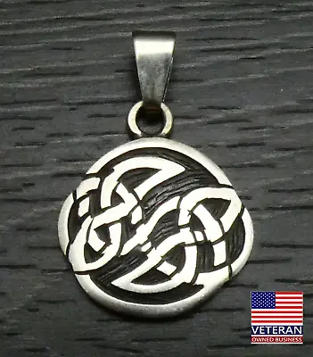 Vintage Sterling Silver Irish Celtic Knot Larger Unique Pendant • $32.99