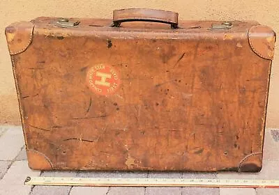 Antique HENRY MAXWELL London LEATHER Suitcase  LONDON UK Bespoke CUNARD • $495