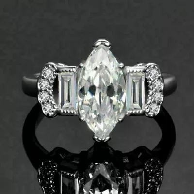 14k White Gold 2.3Ct Lab Created Marquise Cut Diamond Wedding Engagement Ring • $229.49