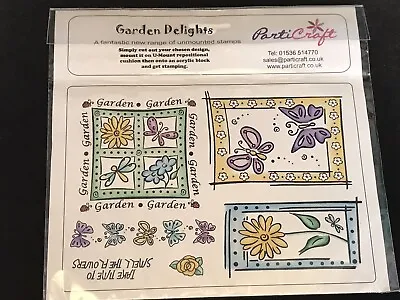 £2.99 • Buy PartiCraft Unmounted Rubber Stamp Set - Garden Delights Flower Panels Butterfly