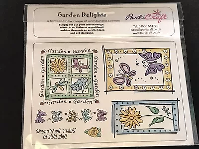 £2.99 • Buy PartiCraft Unmounted Rubber Stamp Set - Garden Delights Flower Panels Butterfly