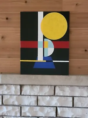  Modernist Geometric  Abstract Painting Mid Century Modern Style   • $99