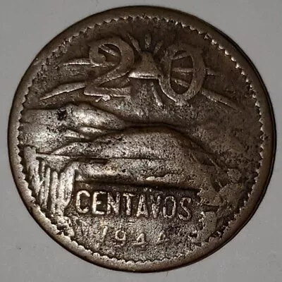 1944 Mexico 20 Centavos Bronze Coin; KM#439; Circulated;See ALL Pics; FREE Ship! • $3.49