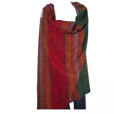 Throw / Wrap | Yak + Sheep Wool Blend | Nepal | Handmade | Tribal Design | Green • $42.30