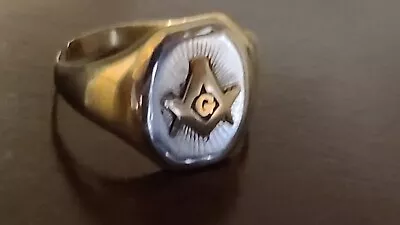 Vintage 14k Yellow Gold Masonic Freemason Ring Sz 8.5 - 5.3 Grams • $300