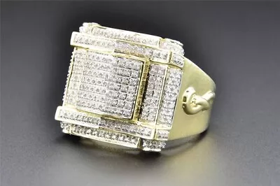 3 Ct Round Cut Simulated Diamond Pinky Design Men's Ring 14K Yellow Gold Plated • $165.98