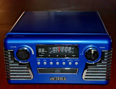 VICTROLA Haley 50's Retro Bluetooth Record Player Multimedia Center V50-200 BLUE • $79.95