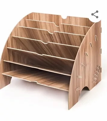 £10.75 • Buy 1 Pack Of Wooden Filing Tray, Office Desktop Stationery Expanding Filing Rack