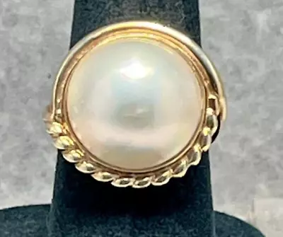 Vintage IWI Mabe Pearl Stamped 14K Yellow Gold Ladies Ring New (NOS) • $349.95